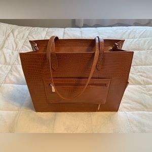 Beis “The Work Tote” in Cognac Faux Croc